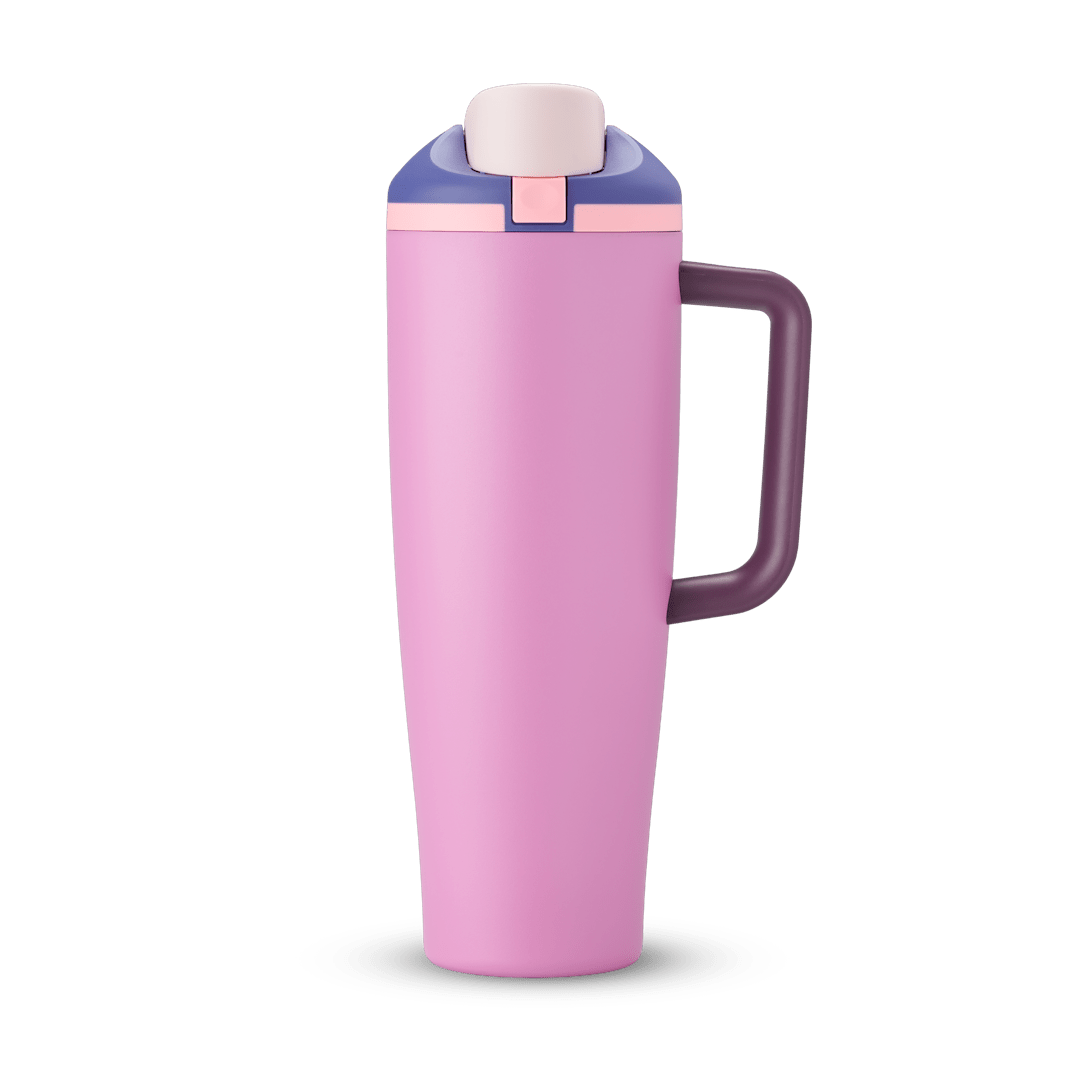 40oz Pretty In Purple Miami tumbler with purple handle and pink and purple lid