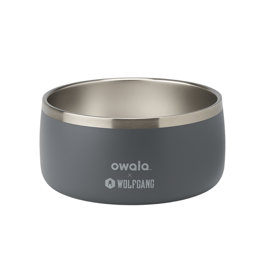 Grey Owala x Wolfgang stainless steel insulated bowl with silver rim