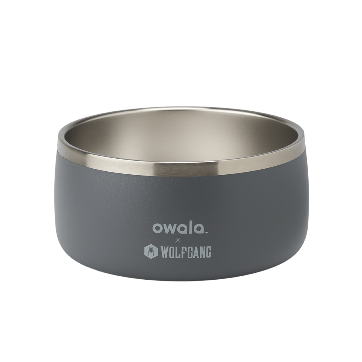 Grey Owala x Wolfgang stainless steel insulated bowl with silver rim