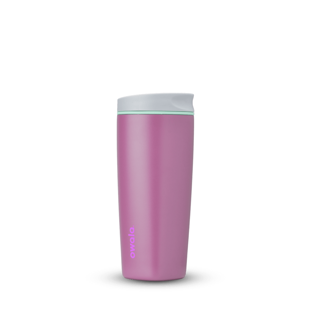 Purple 20oz Owala SmoothSip insulated water bottle with white lid and blue accent