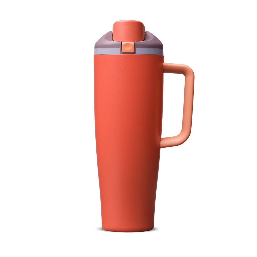 40oz terracotta sunset insulated tumbler with handle and secure lid