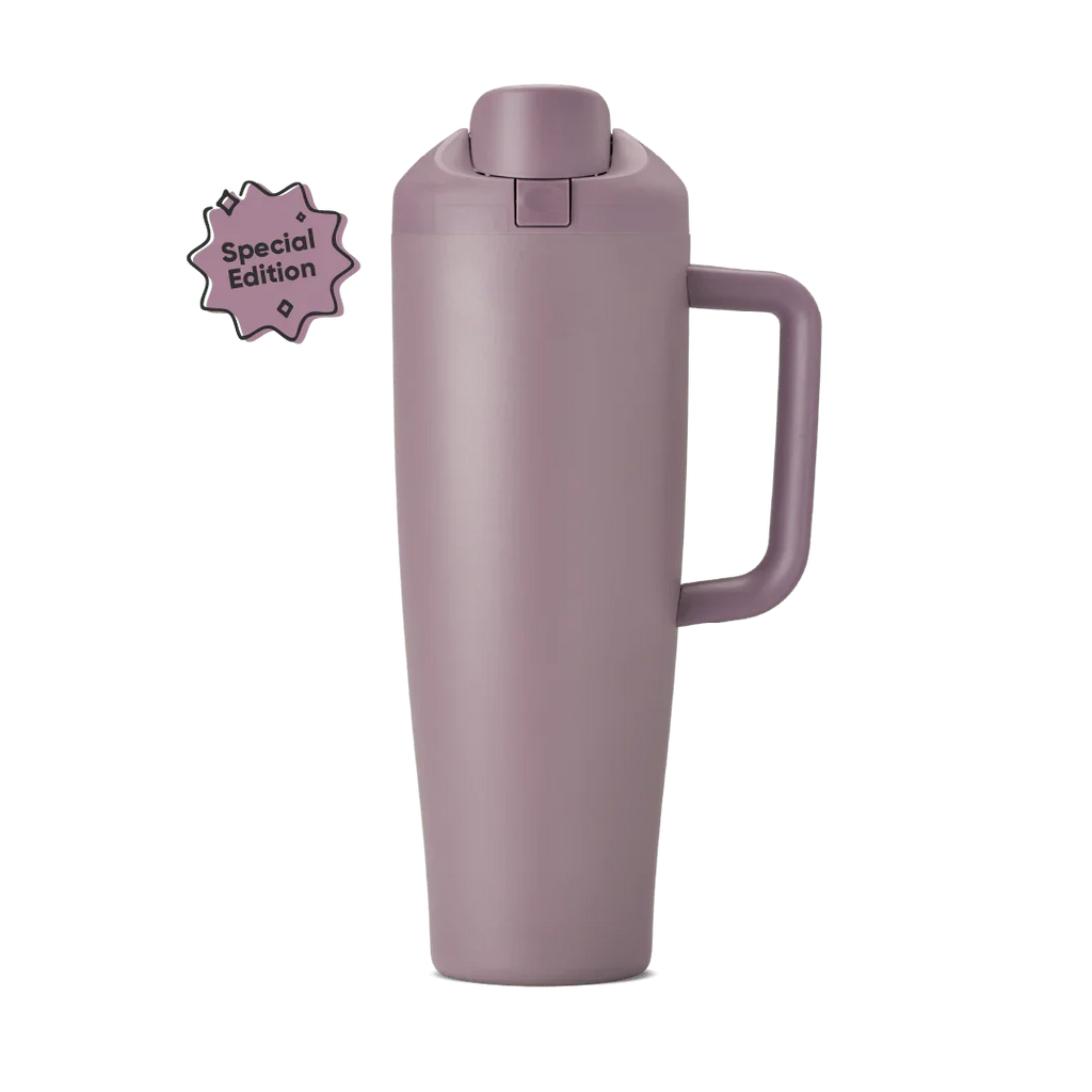 Special edition matte mauve 40oz travel tumbler with lid and handle