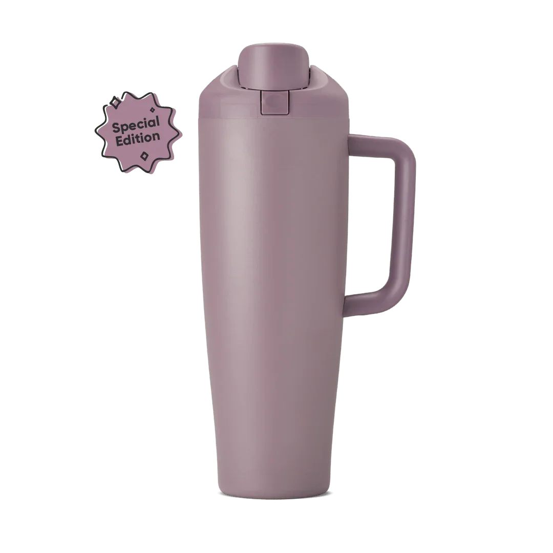 Special edition matte mauve 40oz travel tumbler with lid and handle