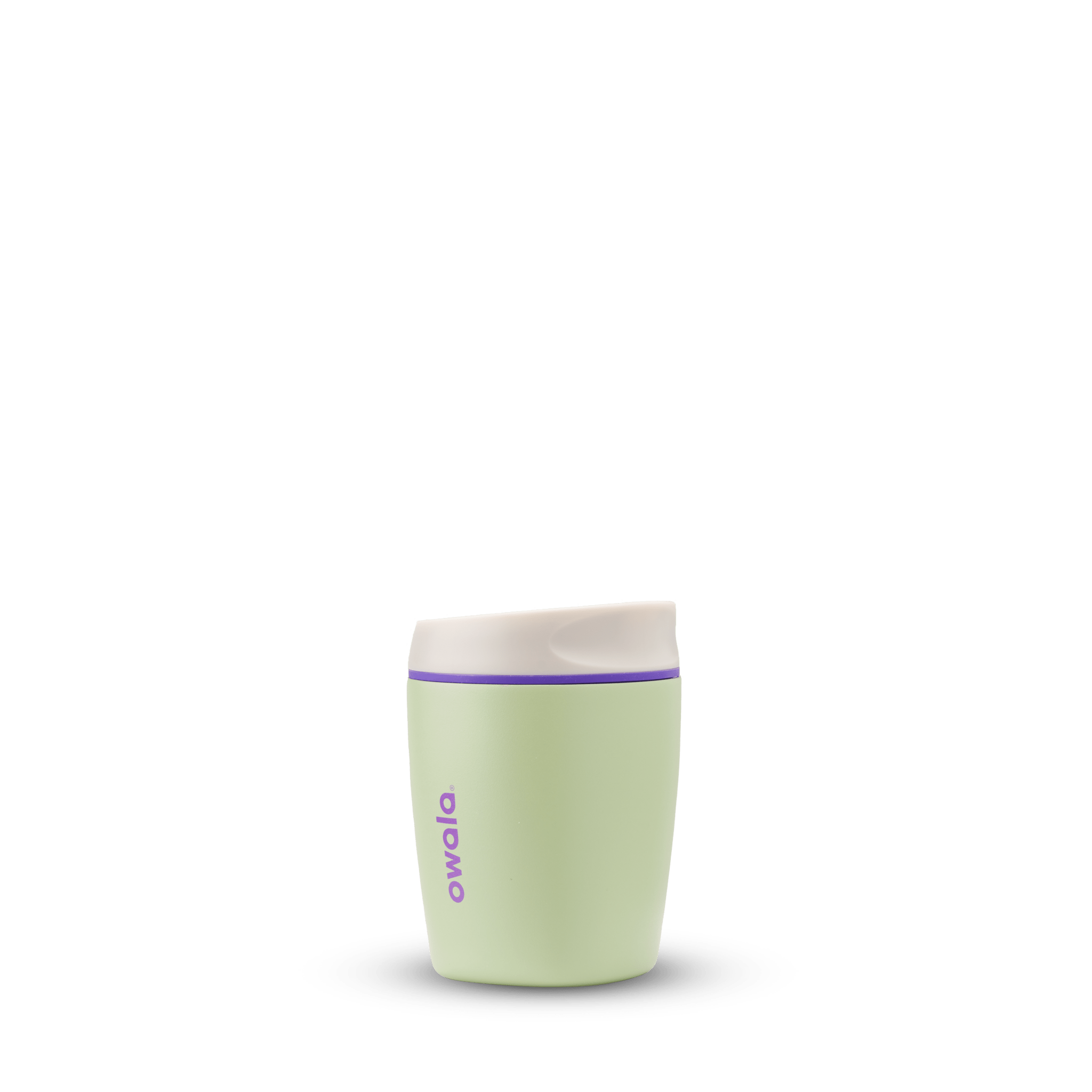 Owala 10oz Smooth Sip insulated travel mug in hip cactus green with white lid and purple logo